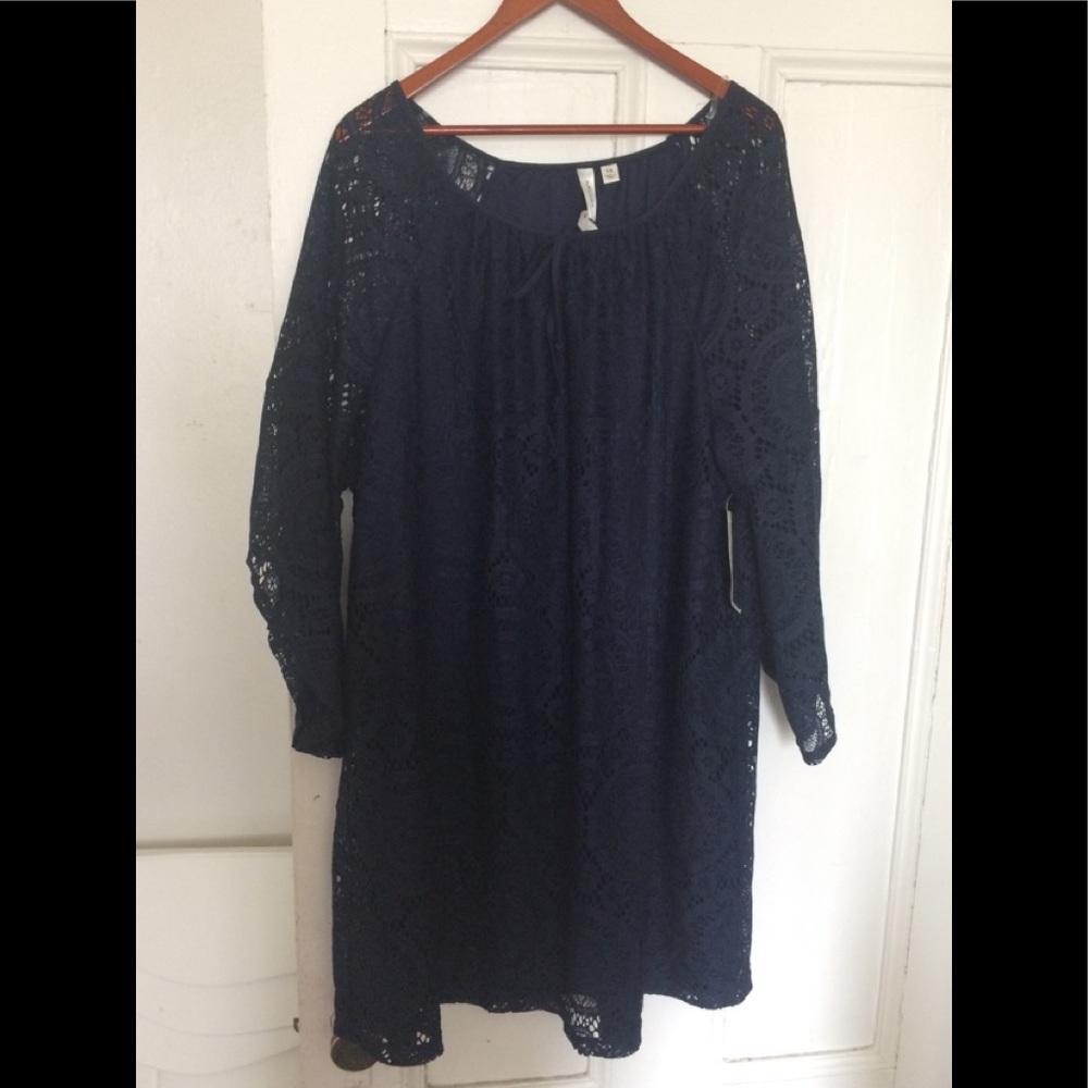 Navy bell sleeves dress with bow detail